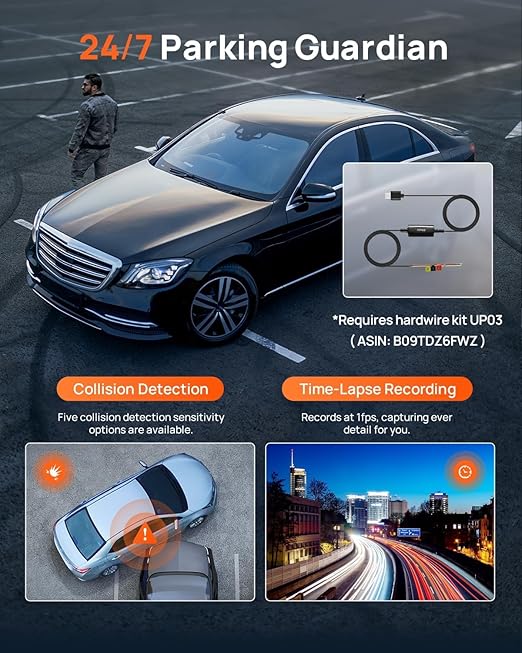 4K Dash Cam Front and Rear with GPS & WiFi